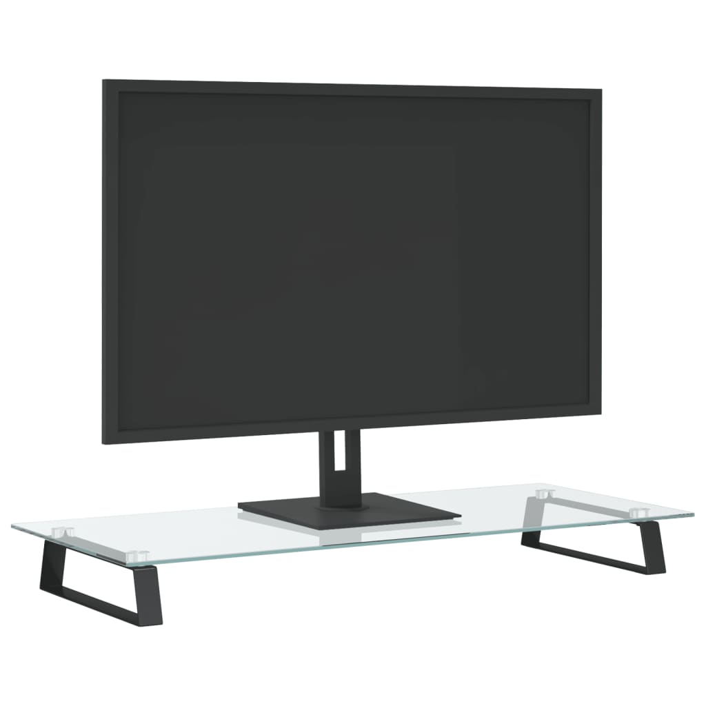 vidaXL Monitor Stand Black 80x35x8 cm Tempered Glass and Metal