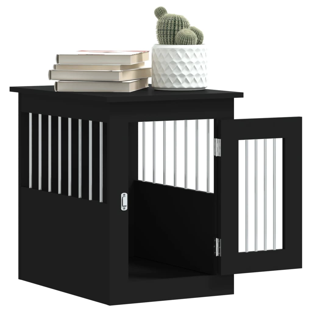 vidaXL Dog Crate Furniture Black 45x62x59 cm Engineered Wood