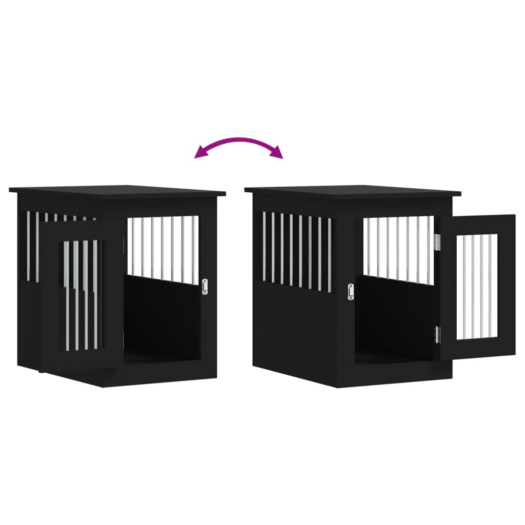 vidaXL Dog Crate Furniture Black 45x62x59 cm Engineered Wood