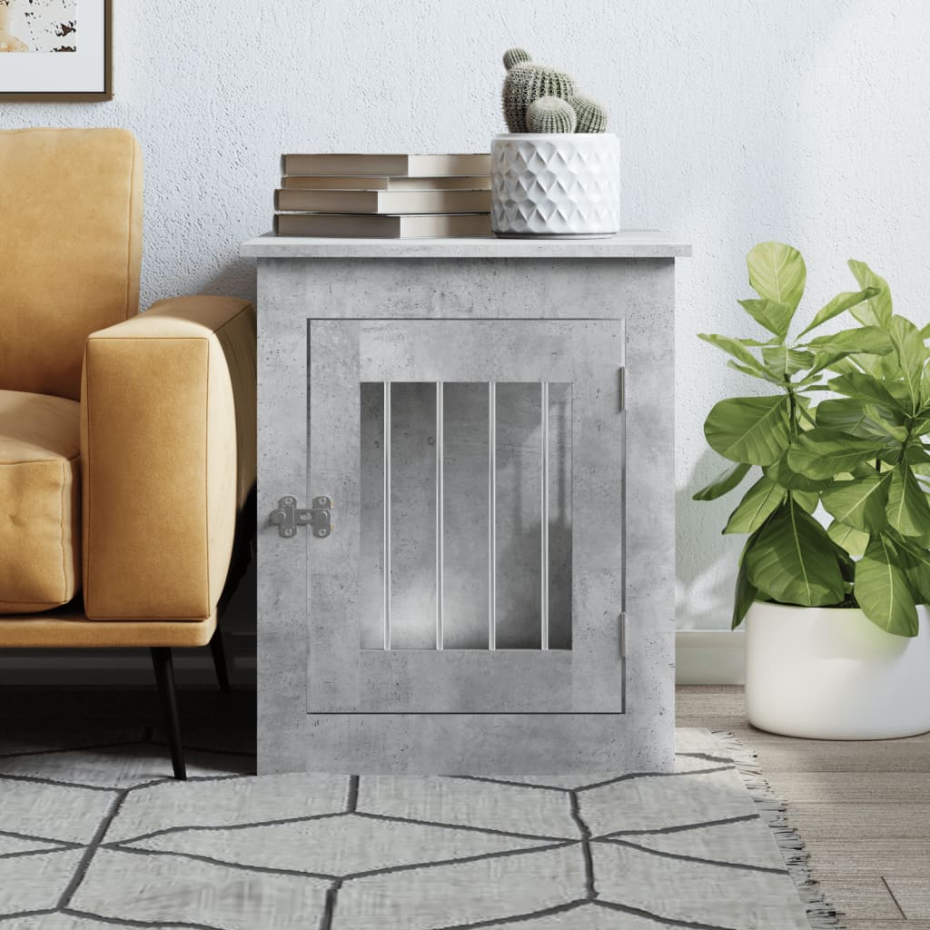 Dog Crate Furniture Concrete Grey 55x75x65 cm Engineered Wood