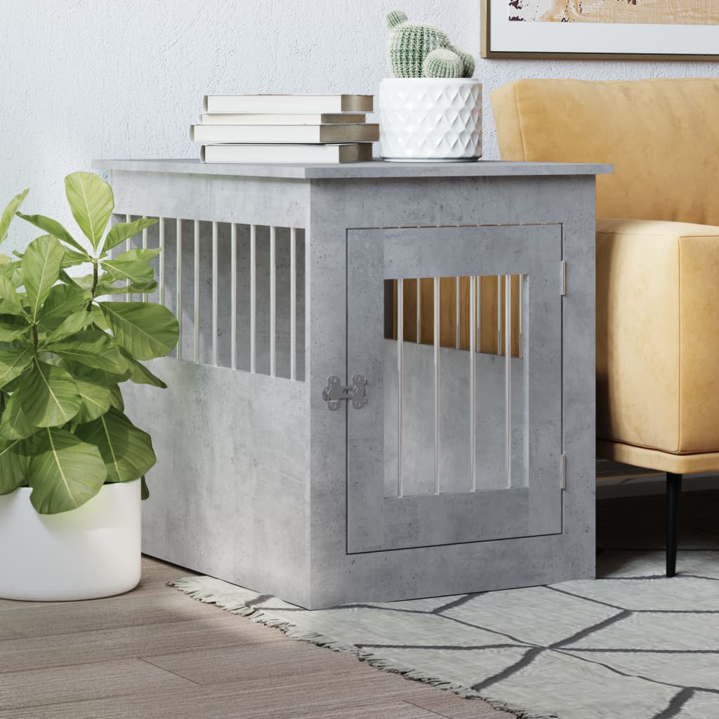 vidaXL Dog Crate Furniture Concrete Grey 55x75x65 cm Engineered Wood