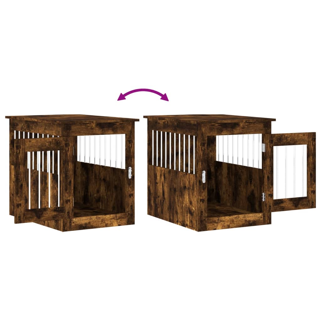 Dog Crate Furniture Smoked Oak 55x75x65 cm Engineered Wood