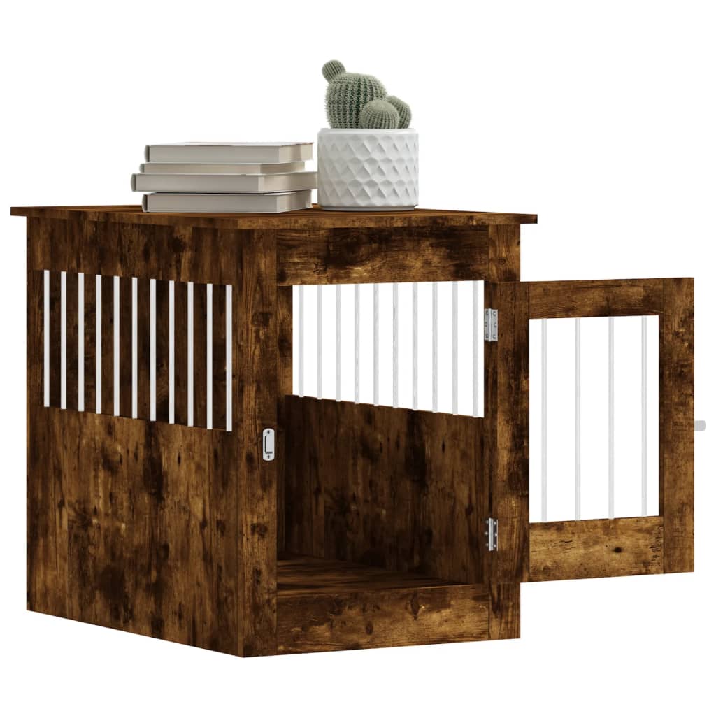 Dog Crate Furniture Smoked Oak 55x80x68 cm Engineered Wood