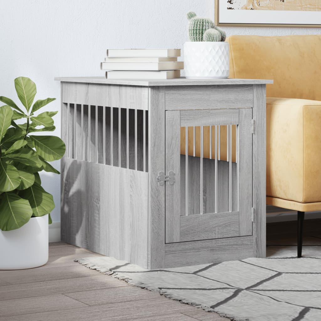 Dog Crate Furniture Grey Sonoma 55x80x68 cm Engineered Wood