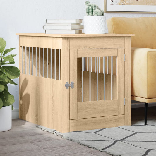 vidaXL Dog Crate Furniture Sonoma Oak 64.5x80x71 cm Engineered Wood