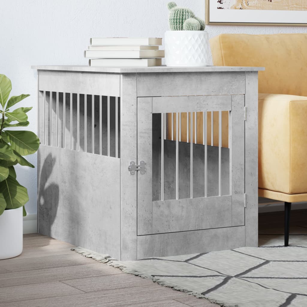 Dog Crate Furniture Concrete Grey 64.5x80x71 cm Engineered Wood