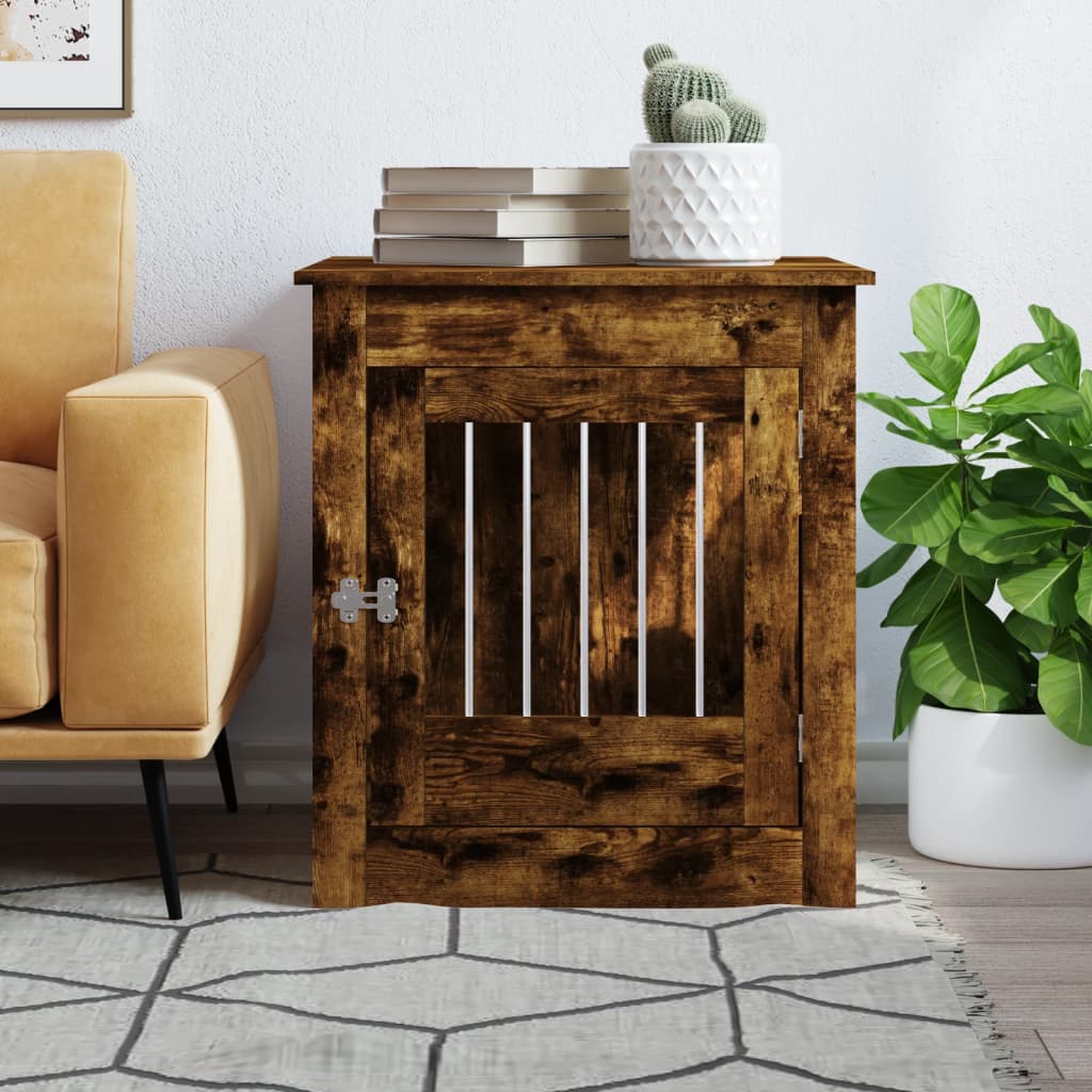 Dog Crate Furniture Smoked Oak 64.5x80x71 cm Engineered Wood