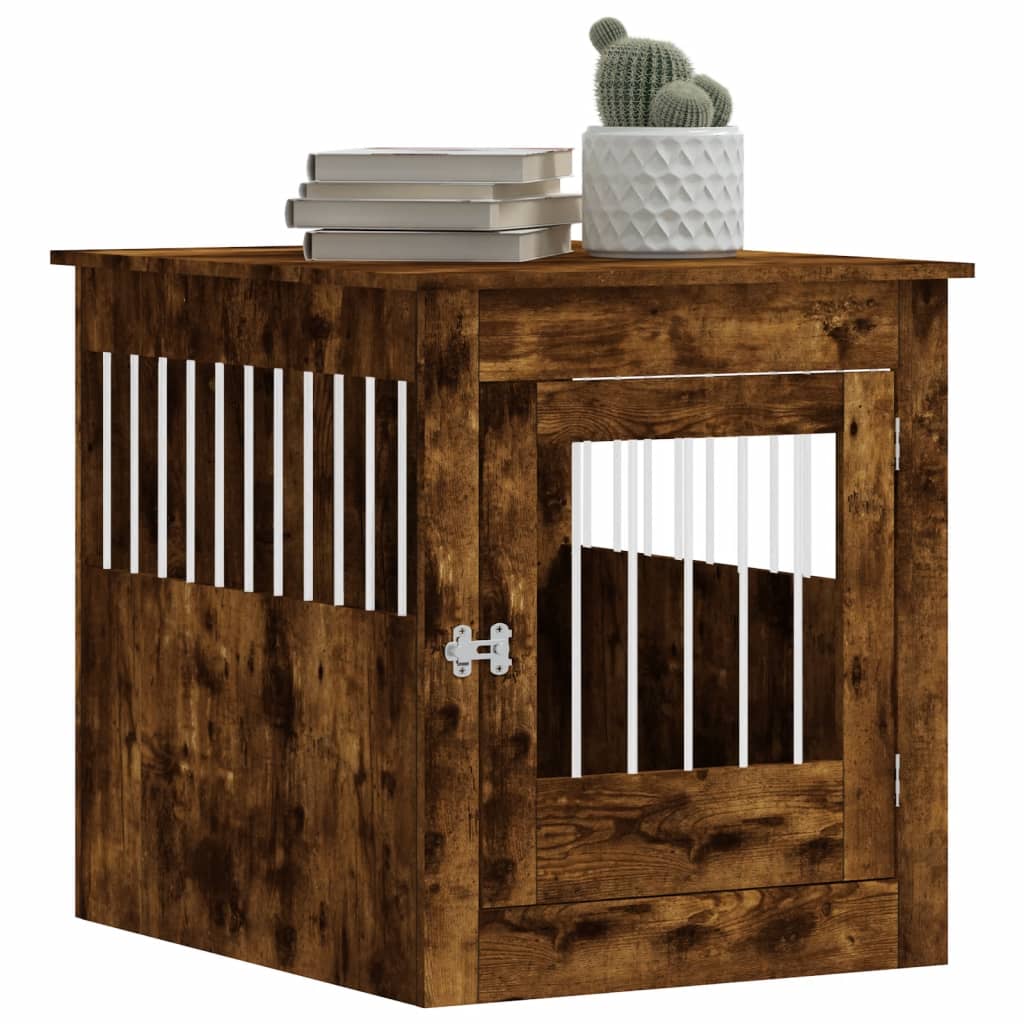 Dog Crate Furniture Smoked Oak 64.5x80x71 cm Engineered Wood