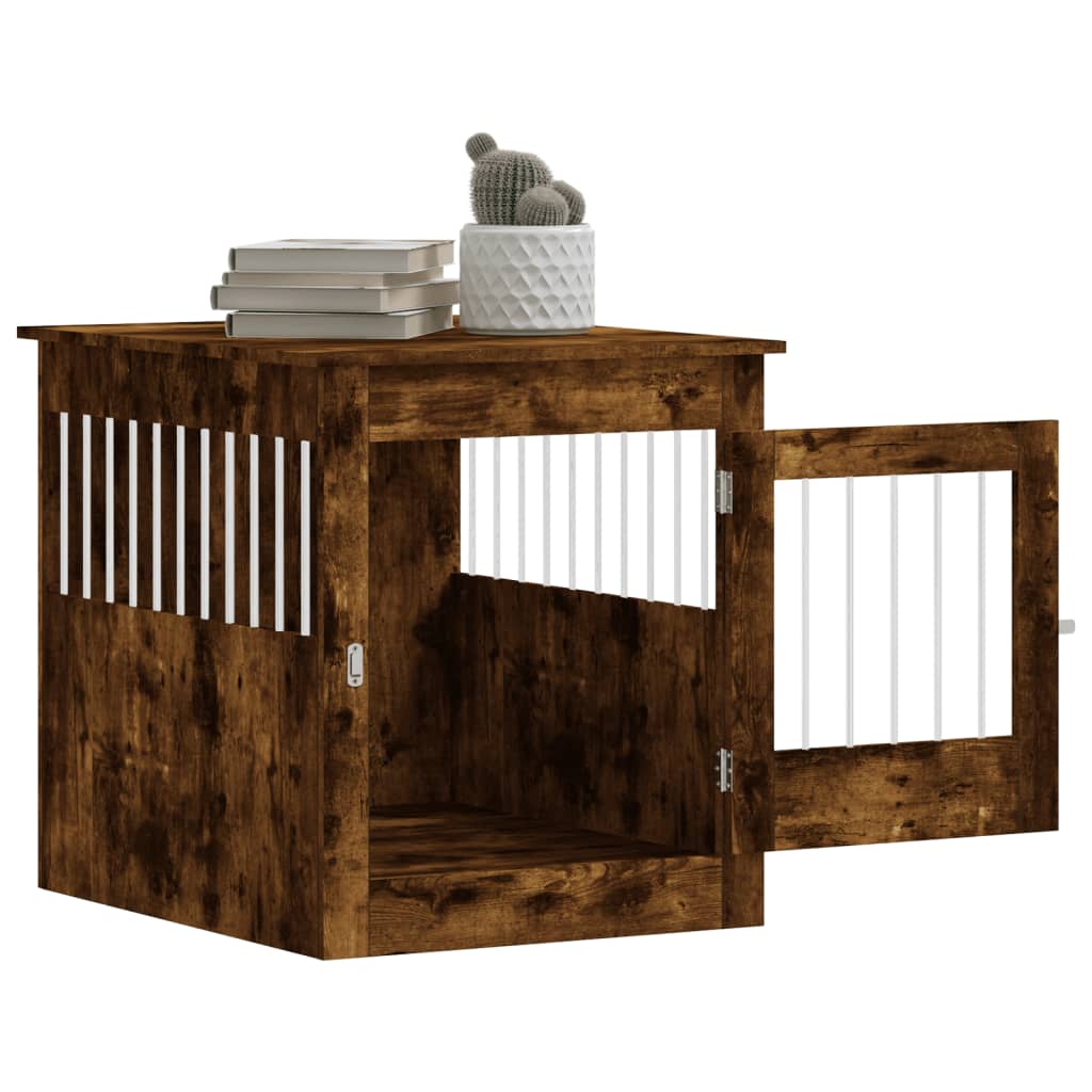 Dog Crate Furniture Smoked Oak 64.5x80x71 cm Engineered Wood