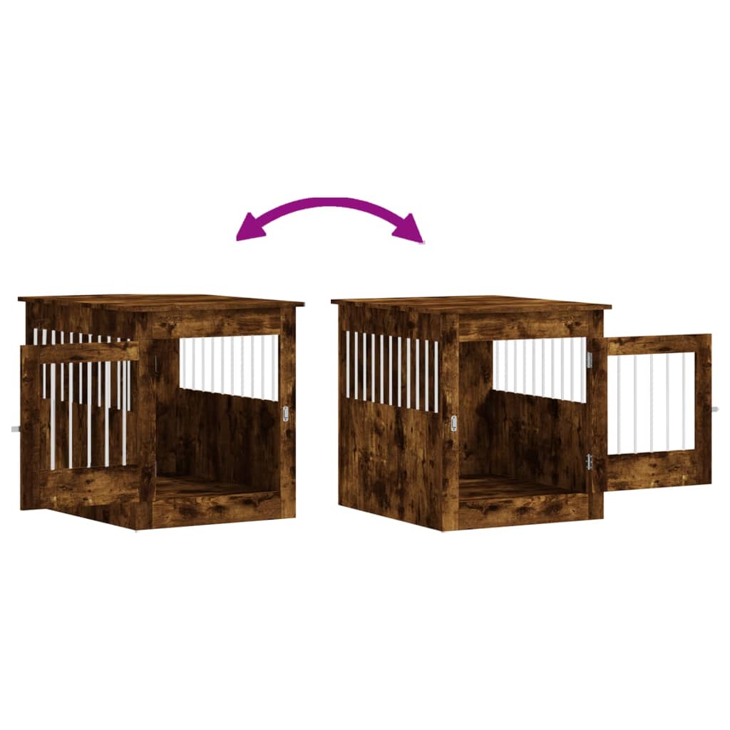 Dog Crate Furniture Smoked Oak 64.5x80x71 cm Engineered Wood