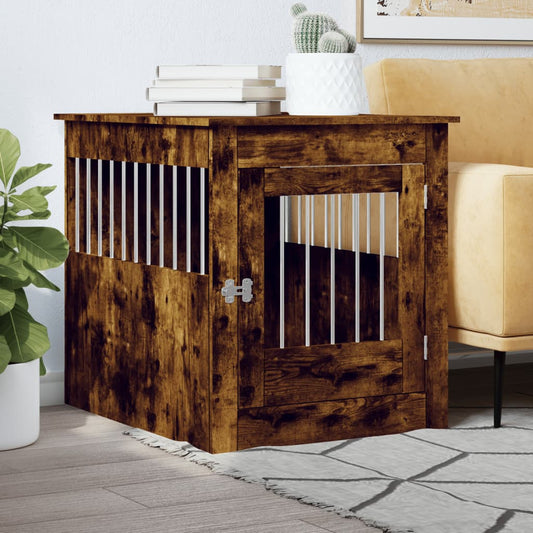 Dog Crate Furniture Smoked Oak 64.5x80x71 cm Engineered Wood