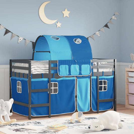 vidaXL Kids' Loft Bed with Tunnel without Mattress Blue 90x200 cm