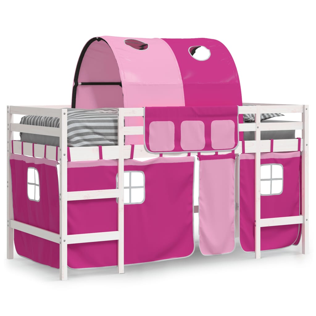 vidaXL Kids' Loft Bed with Tunnel Pink 90x190cm Solid Wood Pine