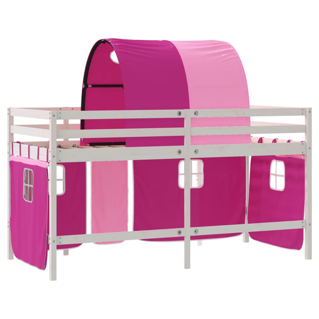 vidaXL Kids' Loft Bed with Tunnel Pink 90x190cm Solid Wood Pine