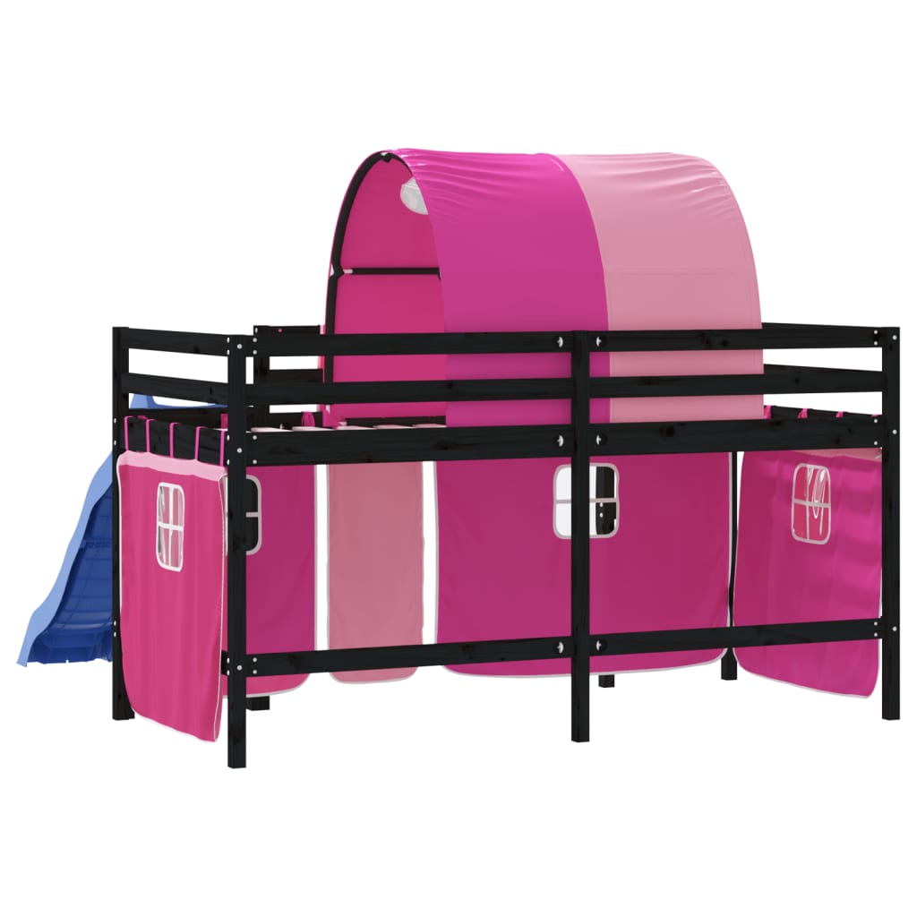 vidaXL Kids' Loft Bed with Tunnel without Mattress Pink 80x200 cm