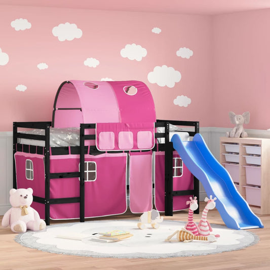 vidaXL Kids' Loft Bed with Tunnel without Mattress Pink 80x200 cm