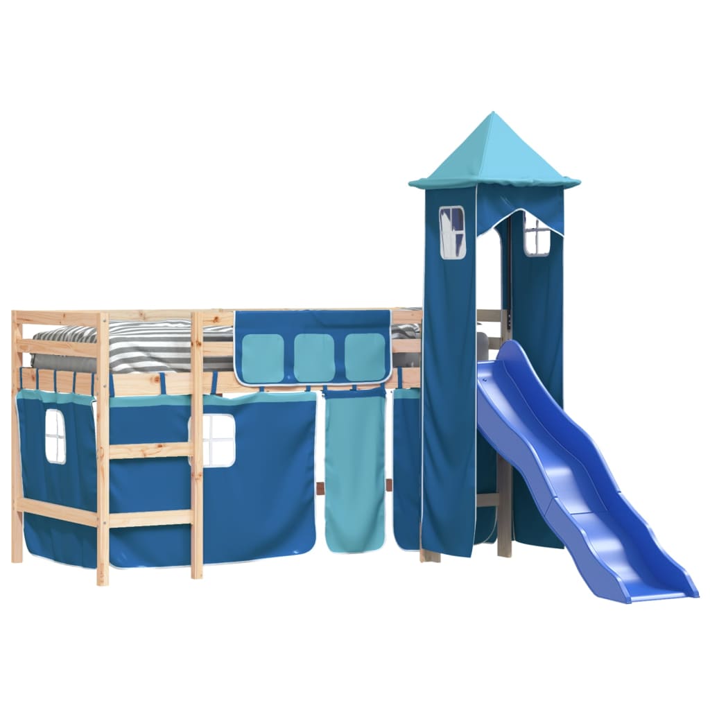 vidaXL Kids' Loft Bed with Tower without Mattress Blue 90x190 cm Single