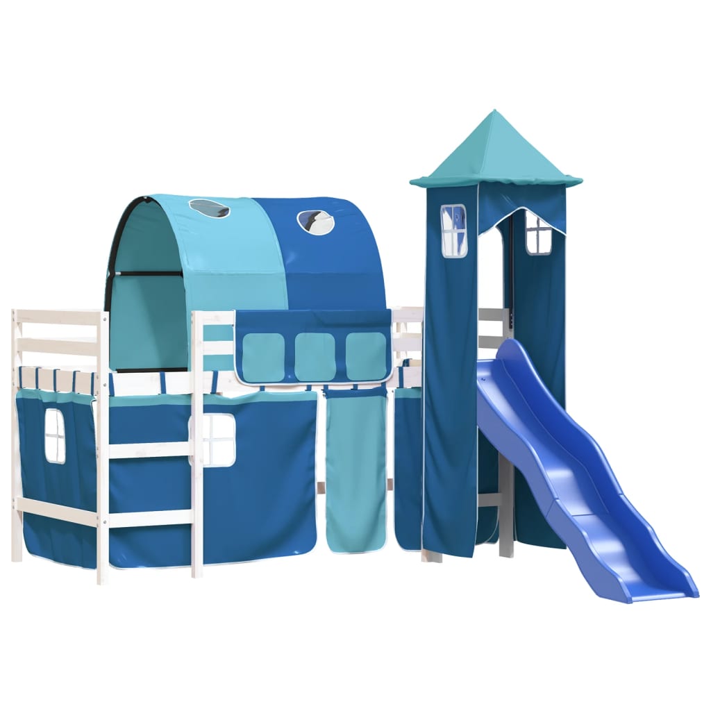 vidaXL Kids' Loft Bed with Tower without Mattress Blue 90x200 cm