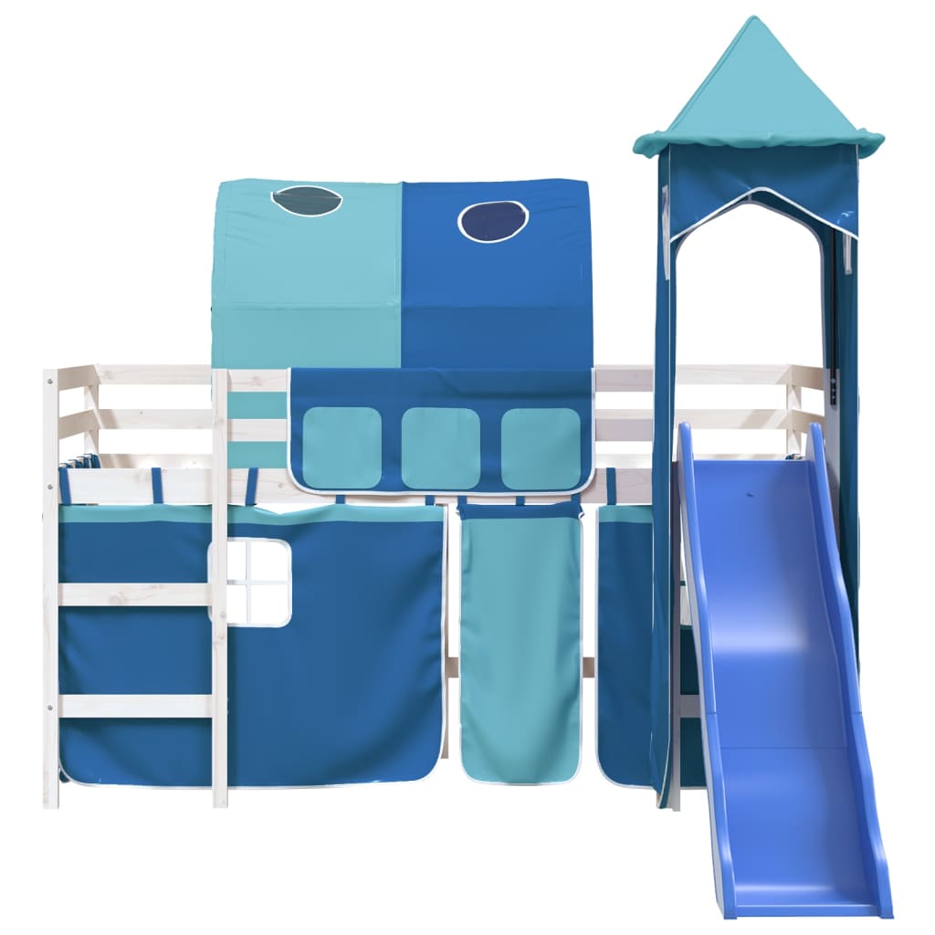 vidaXL Kids' Loft Bed with Tower without Mattress Blue 90x200 cm