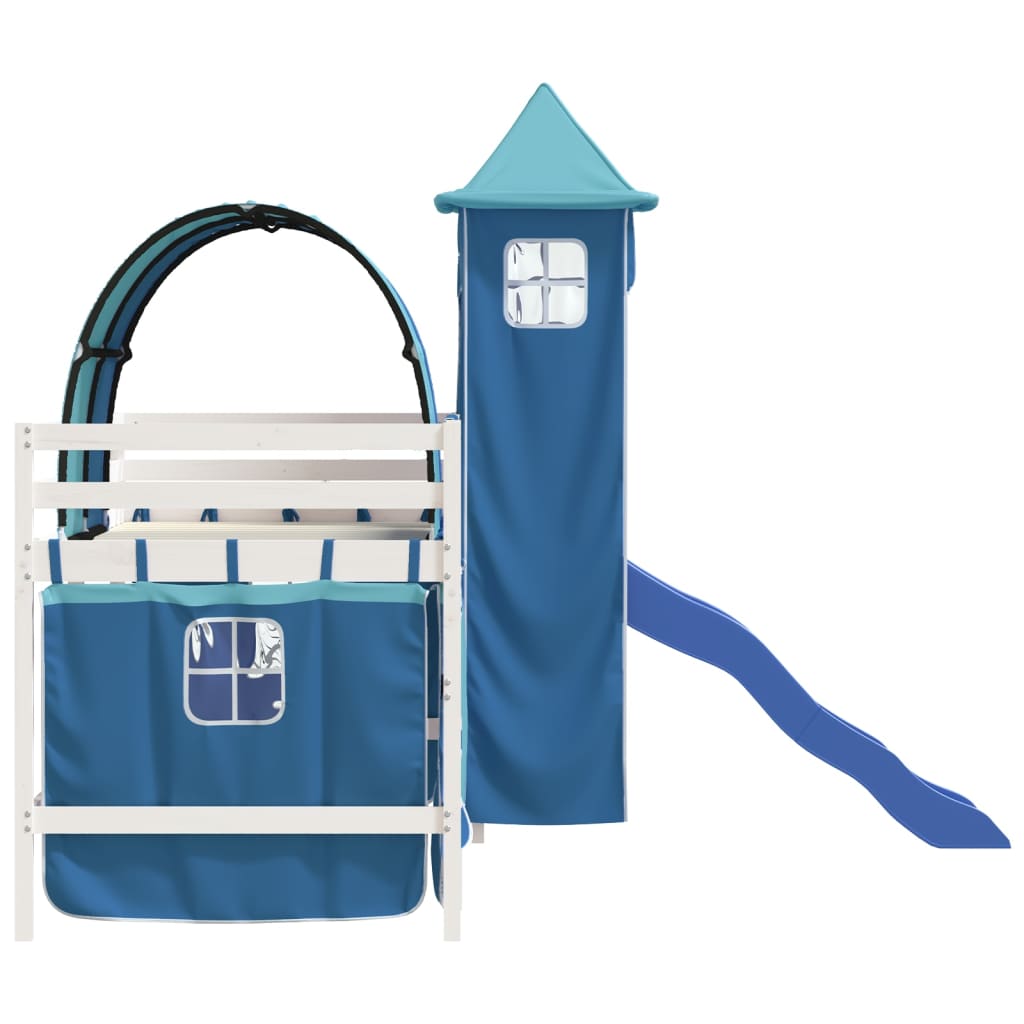 vidaXL Kids' Loft Bed with Tower without Mattress Blue 90x200 cm