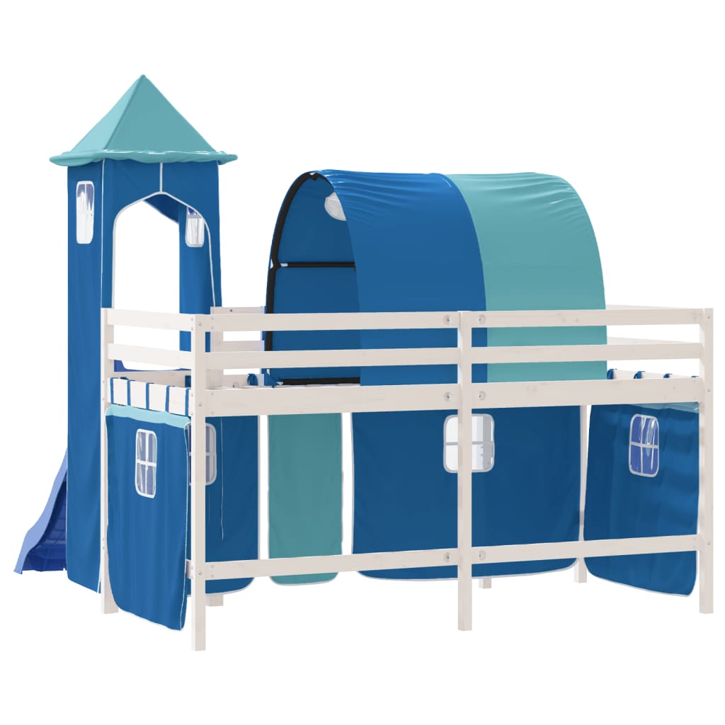 vidaXL Kids' Loft Bed with Tower without Mattress Blue 90x200 cm