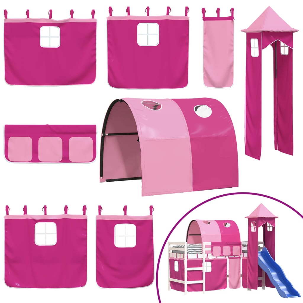 vidaXL Kids' Loft Bed with Tower without Mattress Pink 90x190 cm Single