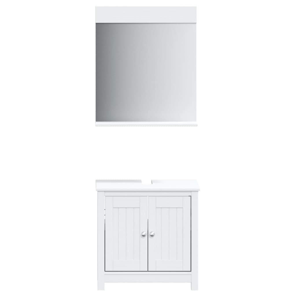 2 Piece Bathroom Furniture Set "BERG" White Solid Wood Pine