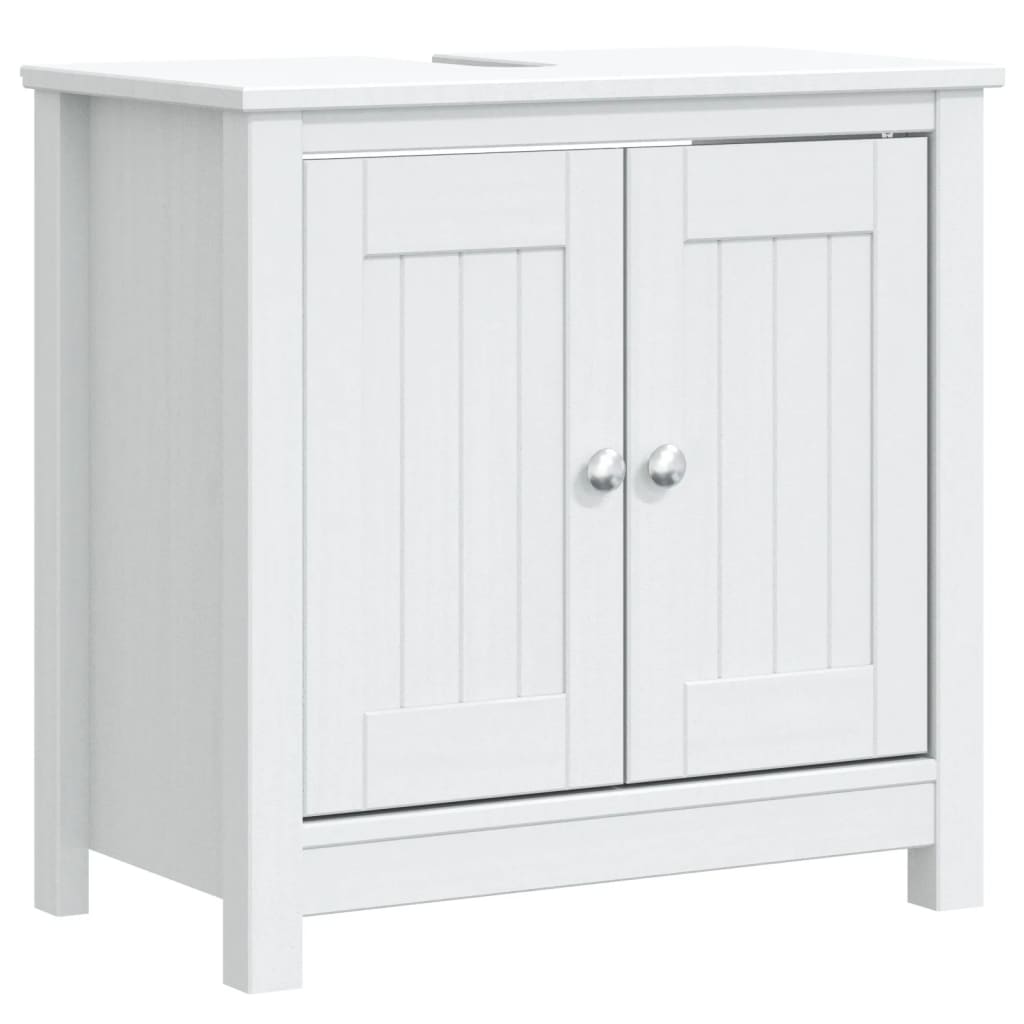2 Piece Bathroom Furniture Set "BERG" White Solid Wood Pine