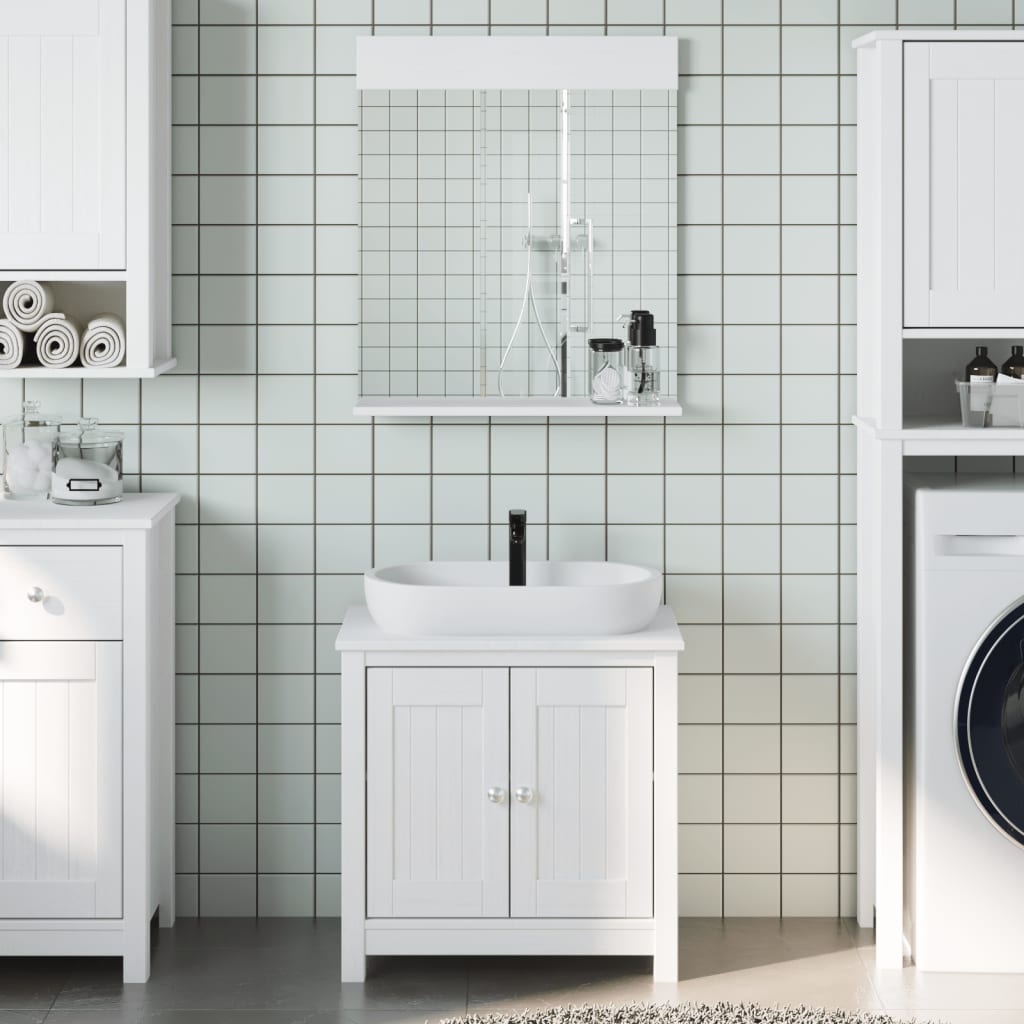 2 Piece Bathroom Furniture Set "BERG" White Solid Wood Pine
