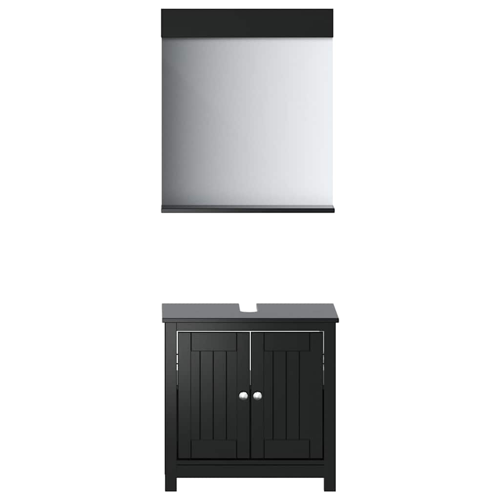 2 Piece Bathroom Furniture Set BERG Black Solid Wood Pine