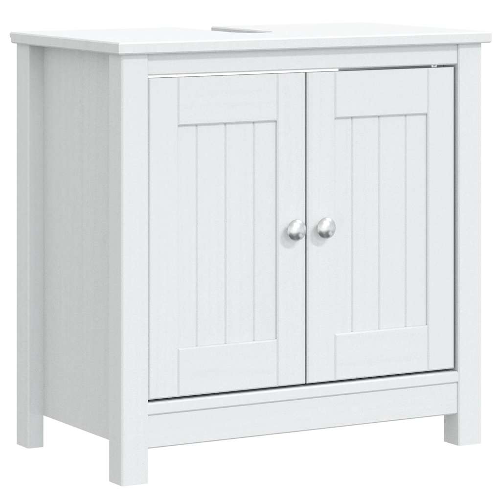 3 Piece Bathroom Furniture Set "BERG" White Solid Wood Pine