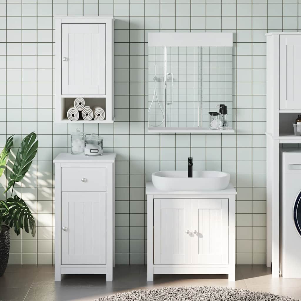 3 Piece Bathroom Furniture Set "BERG" White Solid Wood Pine
