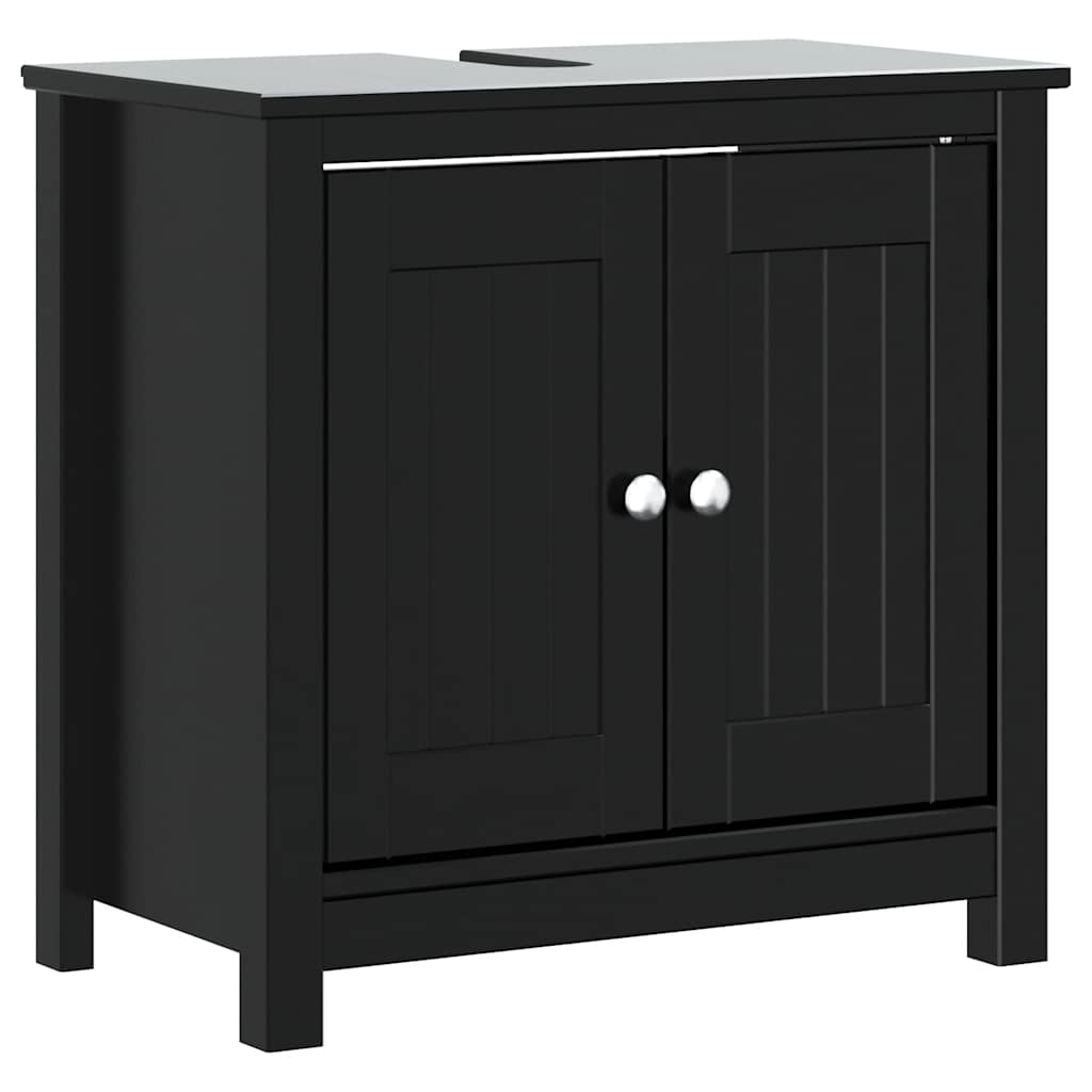3 Piece Bathroom Furniture Set "BERG" Black Solid Wood Pine