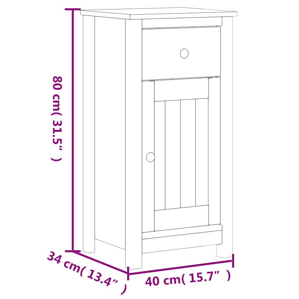 3 Piece Bathroom Furniture Set "BERG" Black Solid Wood Pine