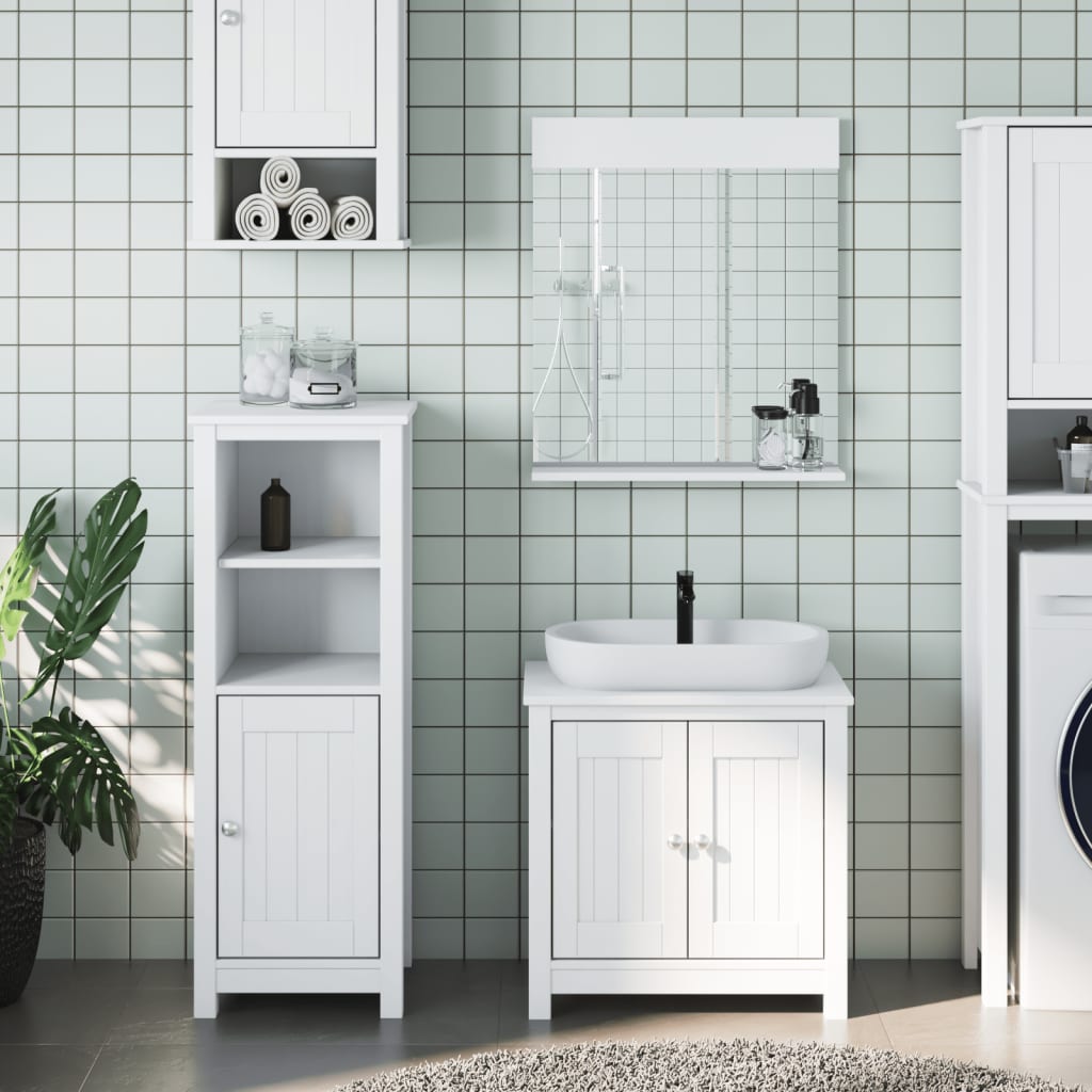 3 Piece Bathroom Furniture Set "BERG" White Solid Wood Pine
