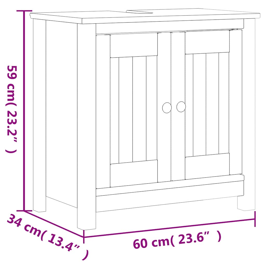 3 Piece Bathroom Furniture Set "BERG" Black Solid Wood Pine