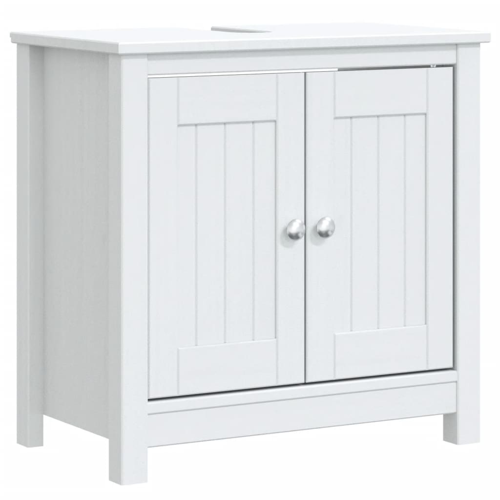 3 Piece Bathroom Furniture Set "BERG" White Solid Wood Pine