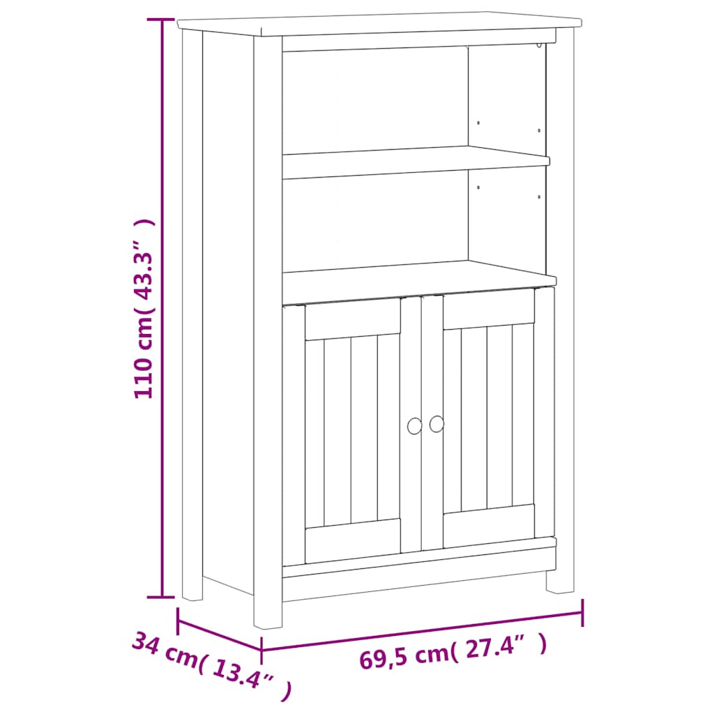 3 Piece Bathroom Furniture Set "BERG" Black Solid Wood Pine