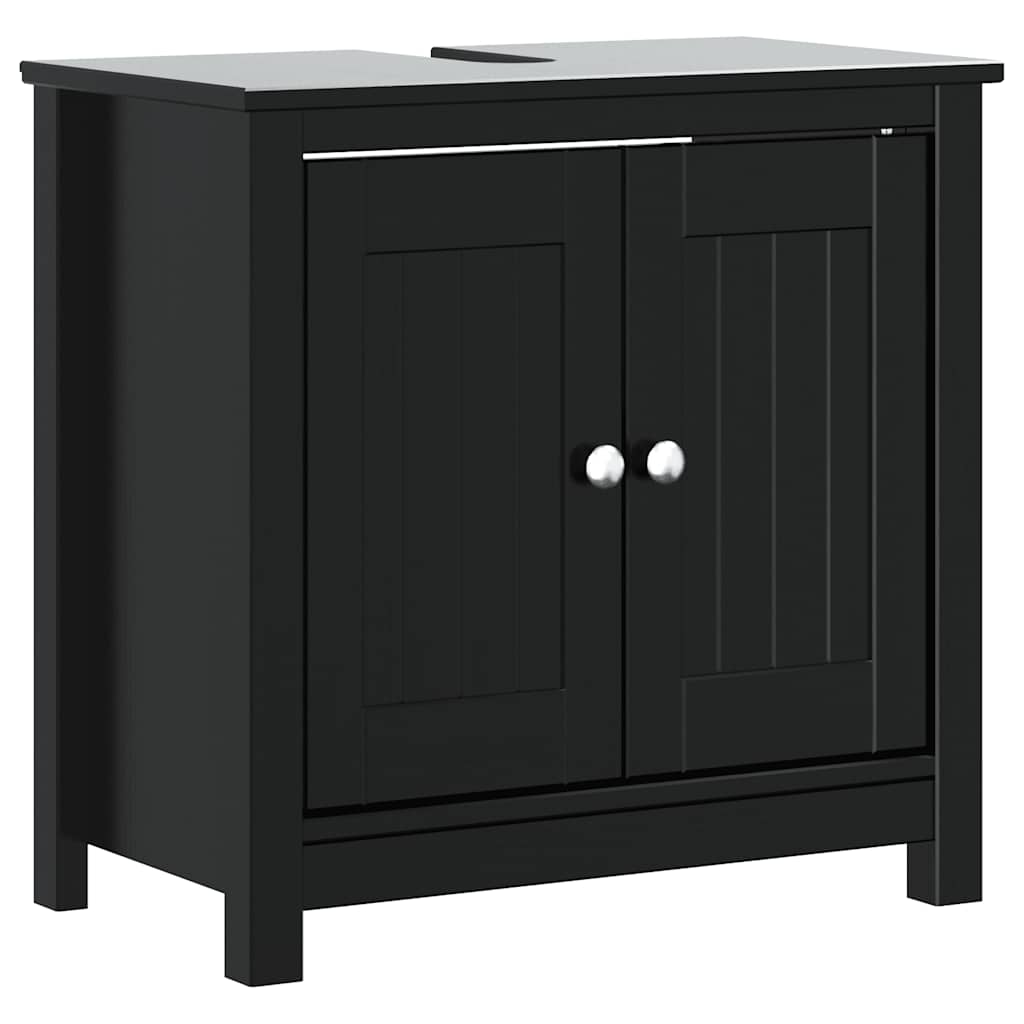3 Piece Bathroom Furniture Set "BERG" Black Solid Wood Pine