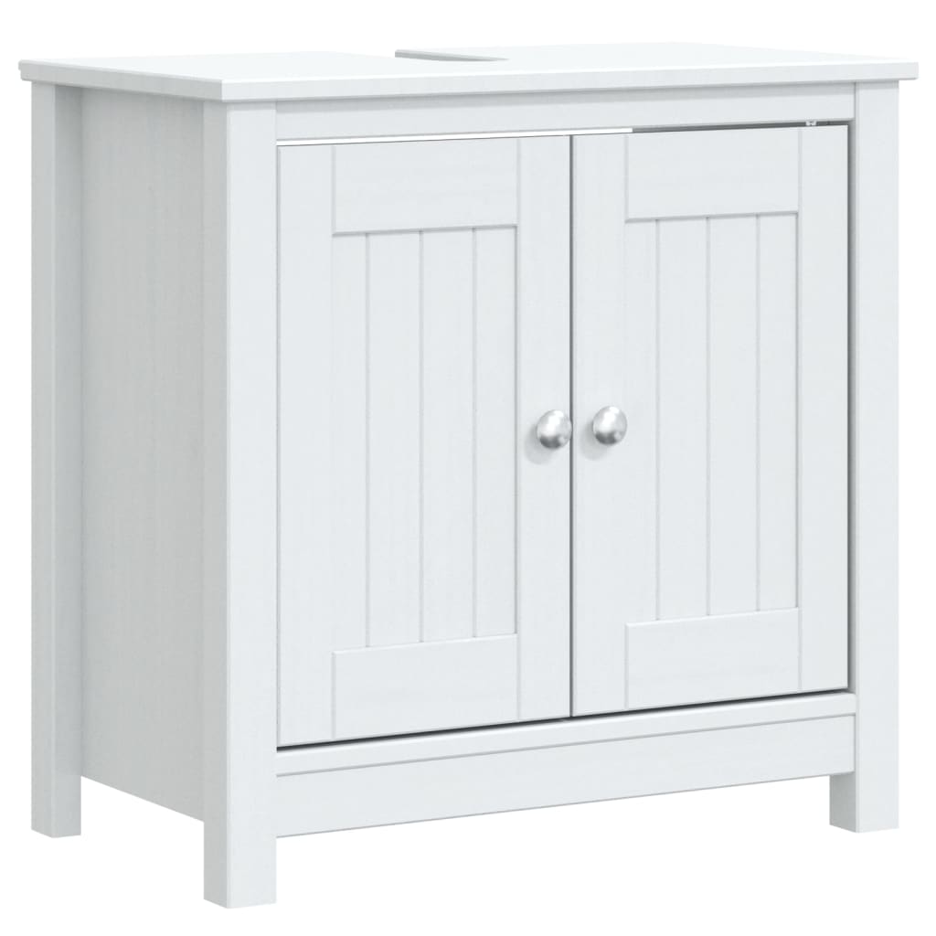 4 Piece Bathroom Furniture Set "BERG" White Solid Wood Pine