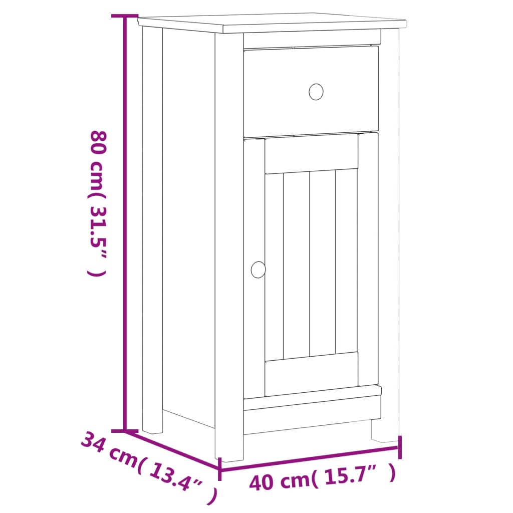 4 Piece Bathroom Furniture Set "BERG" White Solid Wood Pine