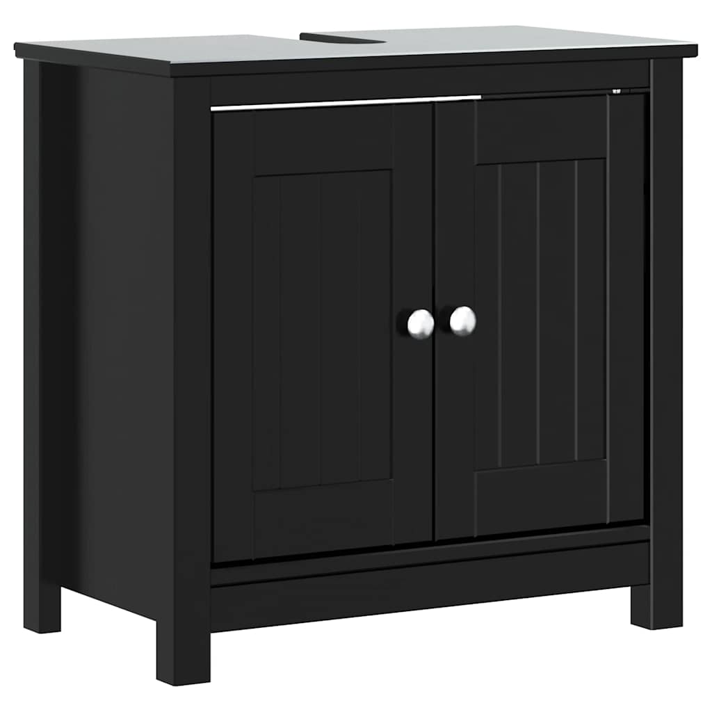 4 Piece Bathroom Furniture Set "BERG" Black Solid Wood Pine
