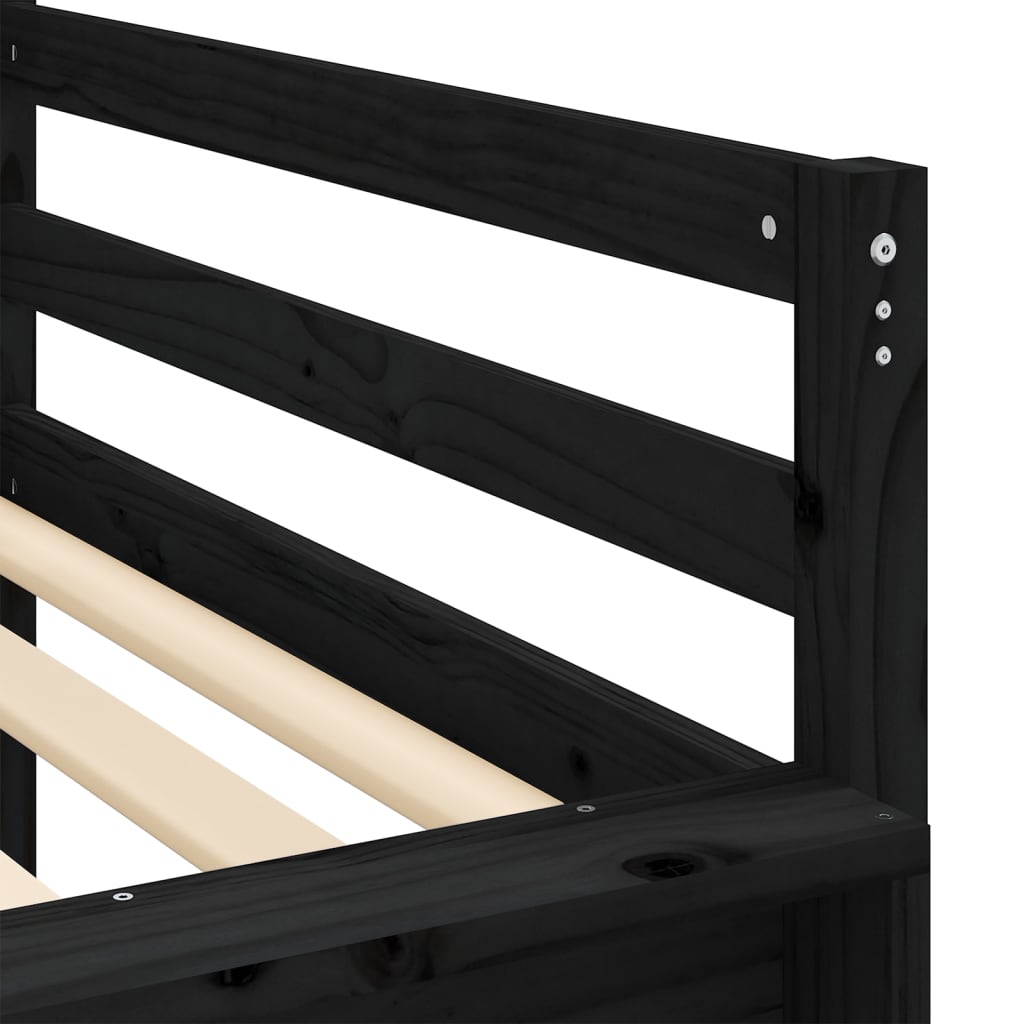 vidaXL Kids' Loft Bed without Mattress with Slide Black 90x190 cm Single