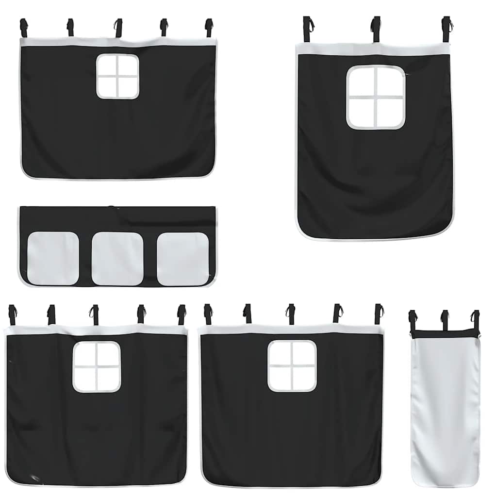 Curtains for Loft Bed White and Black Polyester