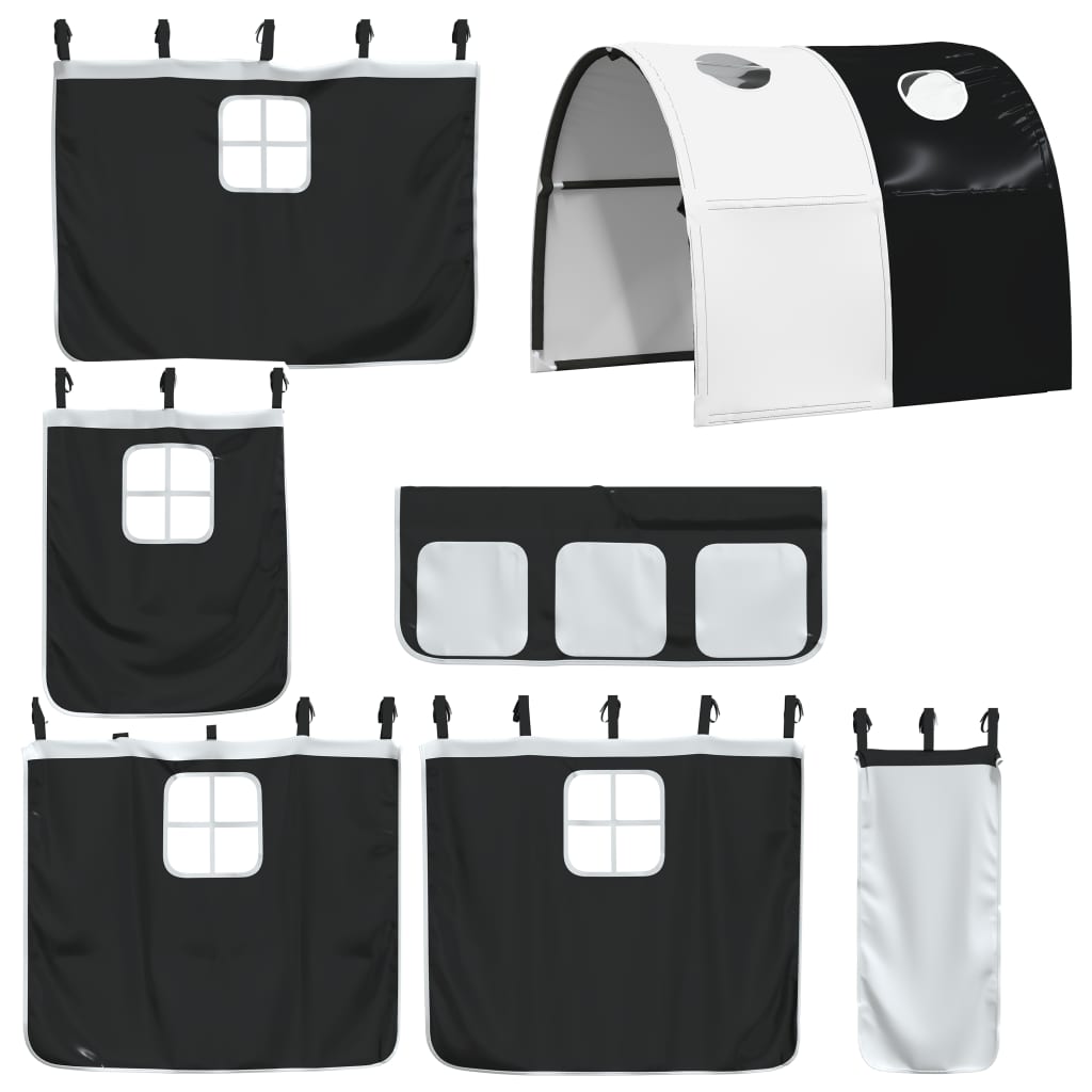 Curtains for Loft Bed with Tunnel White and Black Polyester