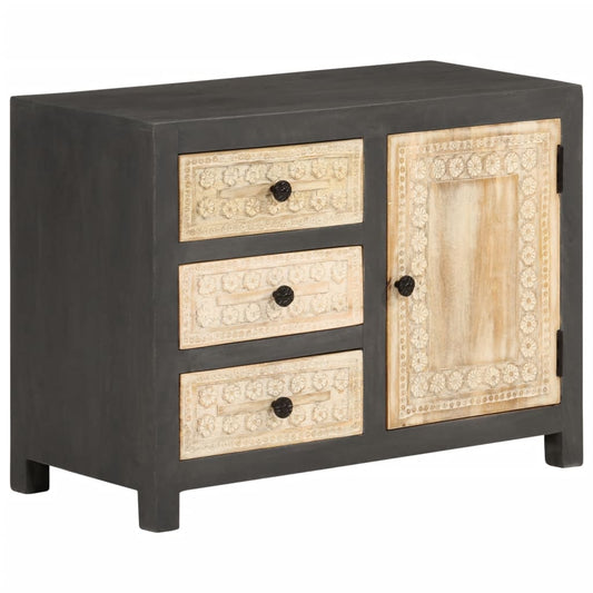 Sideboard Grey and White 75x35x55 cm Solid Mango Wood