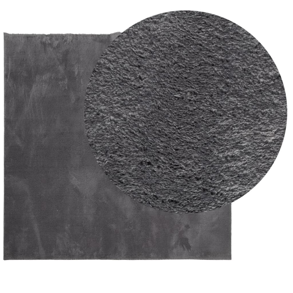 Rug HUARTE Short Pile Soft and Washable Anthracite 160x160 cm