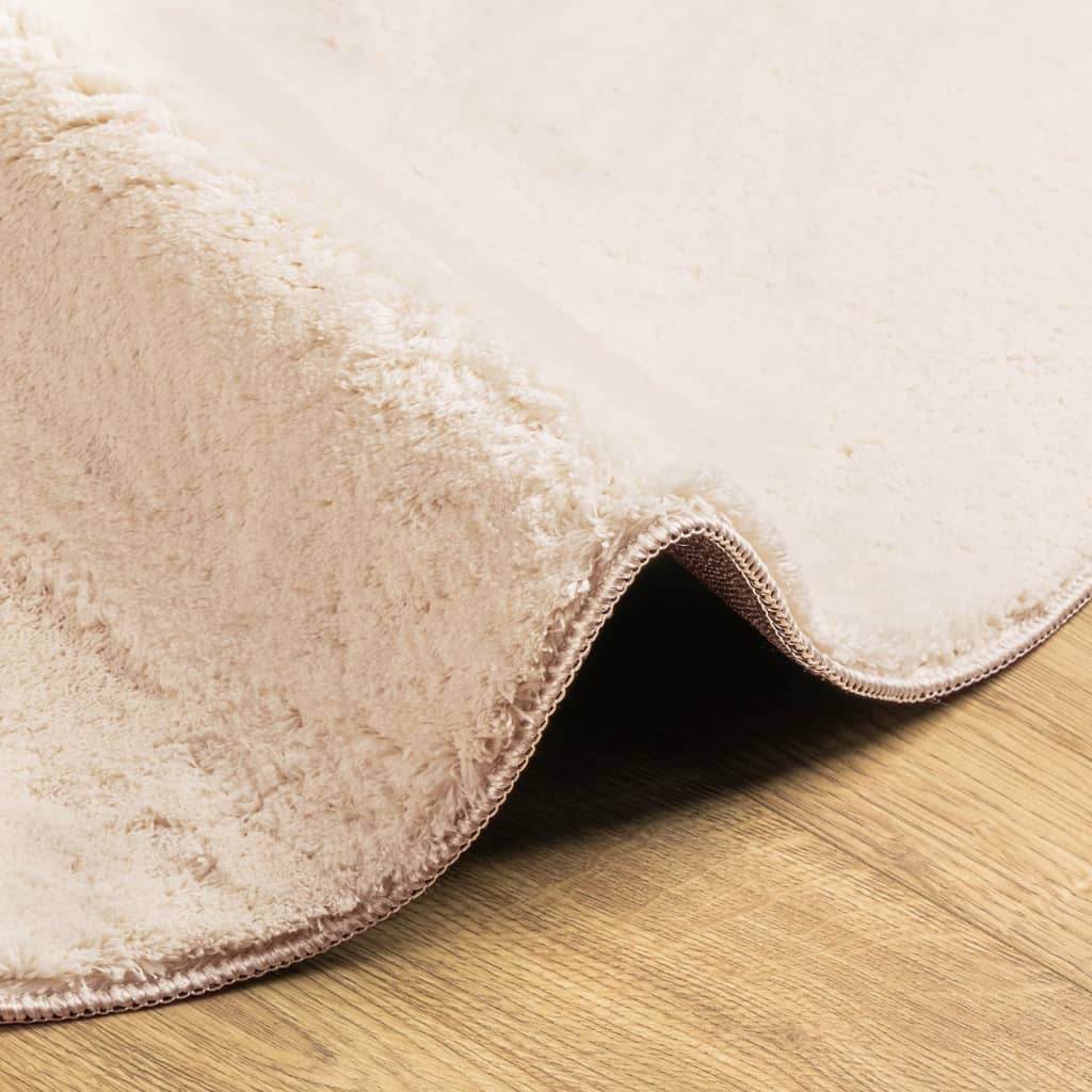 Rug HUARTE Short Pile Soft and Washable Beige Ø 160 cm