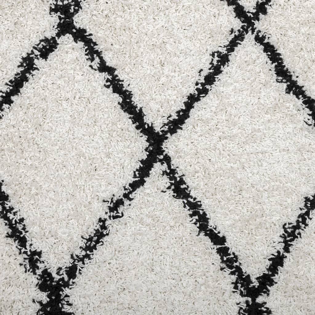 vidaXL Shaggy Rug PAMPLONA High Pile Modern Cream and Black 80x150 cm