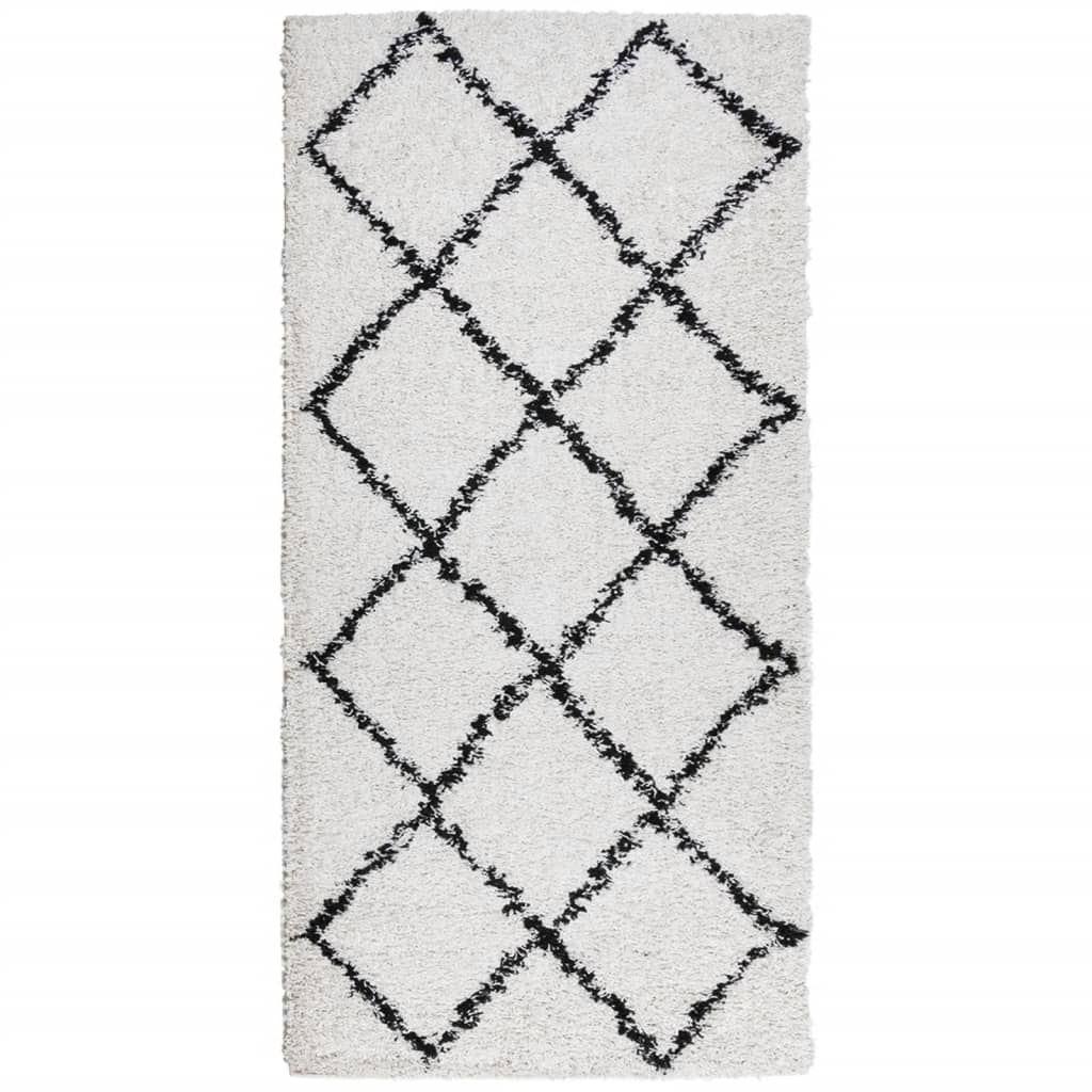 Shaggy Rug PAMPLONA High Pile Modern Cream and Black 100x200 cm
